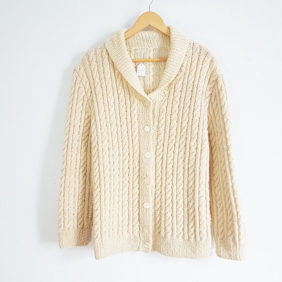 Vintage Cozy Pure Wool Fisherman's Sweater Made in England Heavy Wool Size M - Picture 1 of 10